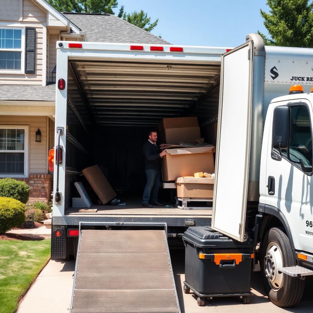 Budget Junk & Demo truck loading in Charlotte